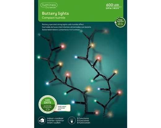 LUCI A BATT. 600LED COMPACT MULTICOLOR 14.9M F.NERO OUTDOOR