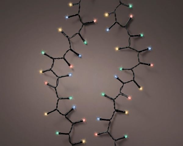 LUCI A BATT.192LED CLUSTER MULTICOLOR 4.7MT F.NERO+FUNZ.OUTD