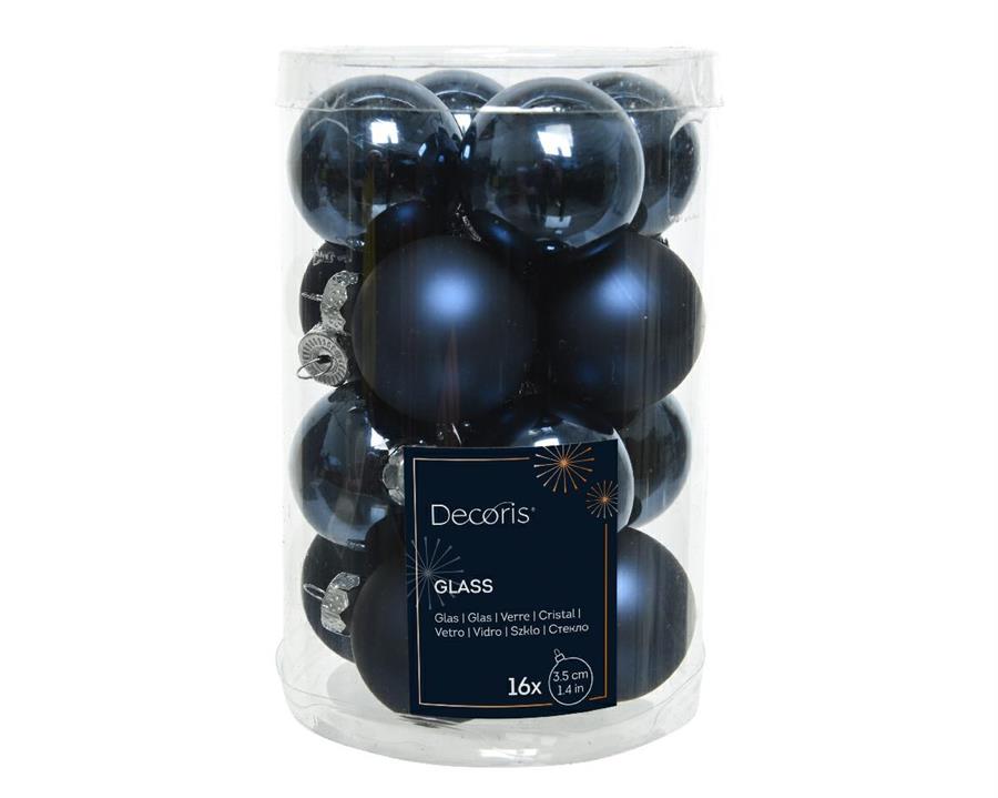CONFEZIONE 16 PALLINE DI NATALE VETRO DIA3,5CM NIGHT BLUE