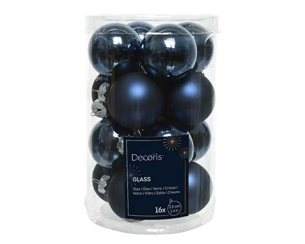 CONFEZIONE 16 PALLINE DI NATALE VETRO DIA3,5CM NIGHT BLUE