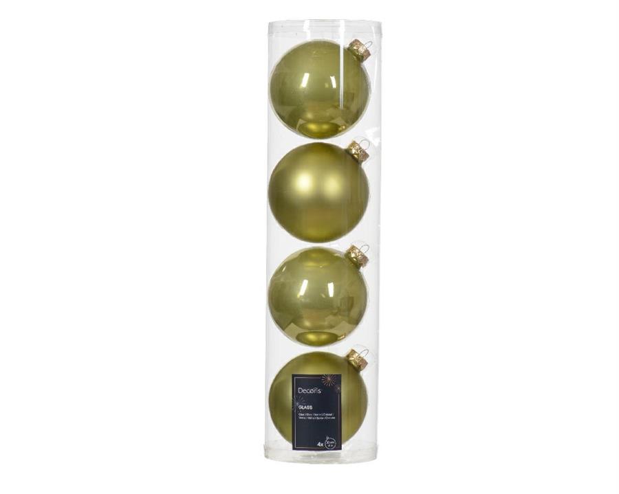 CONFEZIONE 4 PALLINE DI NATALE VETRO DIA10CM PISTACHIO