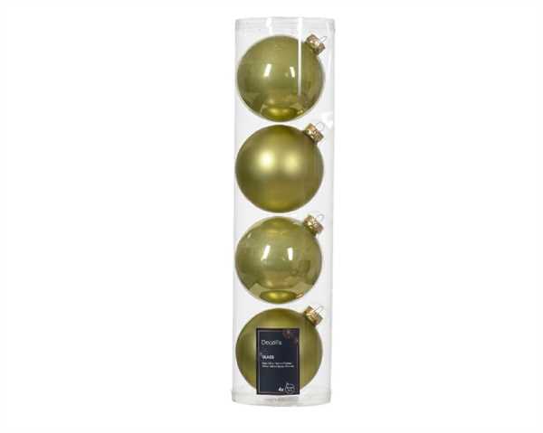 CONFEZIONE 4 PALLINE DI NATALE VETRO DIA10CM PISTACHIO