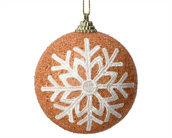 PALLINA NATALE PLASTICA DIA8CM ARANCIONE CON FIOCCO DI NEVE