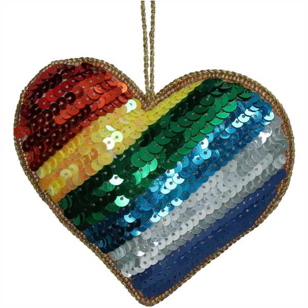 DECORO CUORE ARCOBALENO PLASTICA MULTICOLOR 11CM