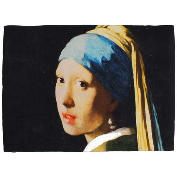 TAPPETO STAMPA RAGAZZA CON ORECCHINO DI PERLA 140X200CM