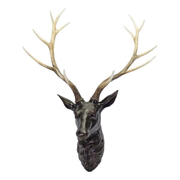 WALL OBJECT DEER HEAD, BLACK/BROWN, POLY, 78X45X104 CM