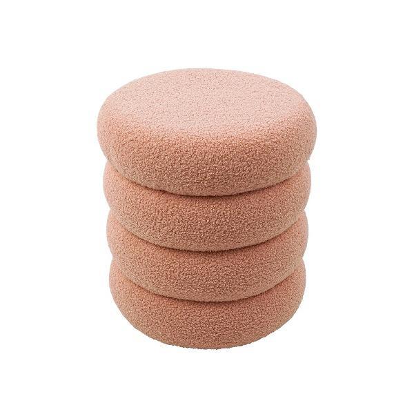 STOOL ALVA, LIGHT PINK, BOUCLE FABRIC, 40X42 CM