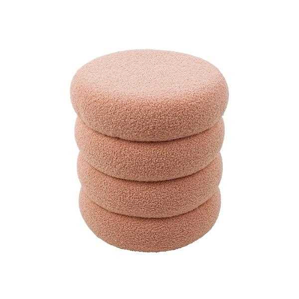 STOOL ALVA, LIGHT PINK, BOUCLE FABRIC, 40X42 CM