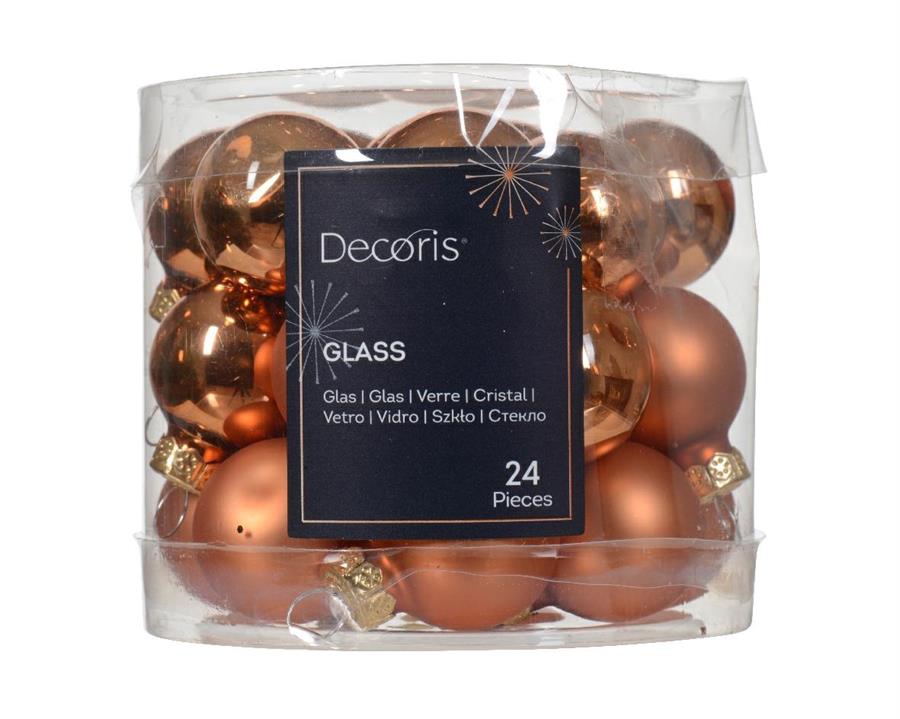 CONFEZIONE 24 PALLINE DI NATALE VETRO DIA2,5CM RED COPPER