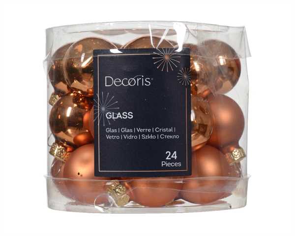 CONFEZIONE 24 PALLINE DI NATALE VETRO DIA2,5CM RED COPPER