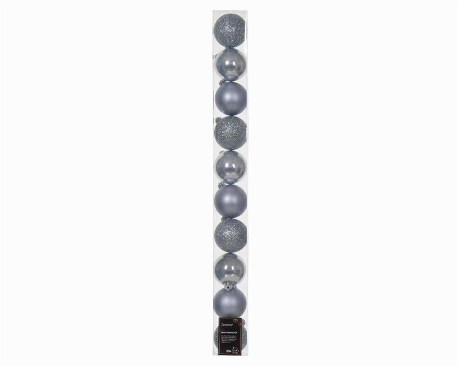 CONFEZIONE 10 PALLINE DI NATALE PLASTICA DIA6CM HAZY BLUE