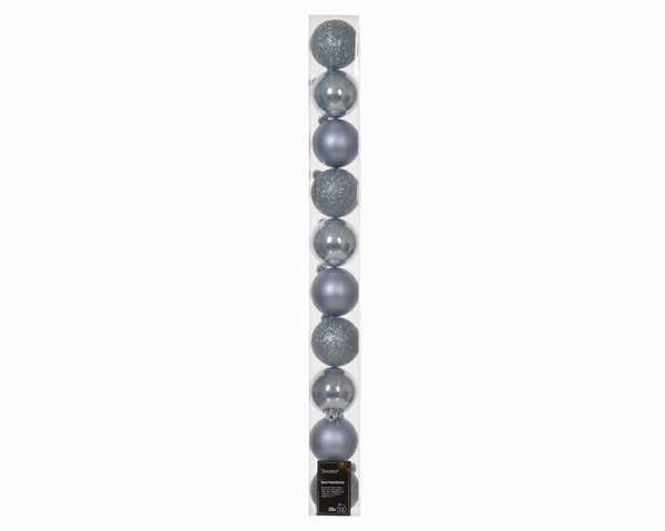 CONFEZIONE 10 PALLINE DI NATALE PLASTICA DIA6CM HAZY BLUE