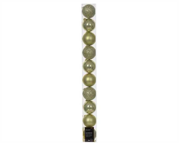CONFEZIONE 10 PALLINE DI NATALE PLASTICA DIA6CM PISTACHIO