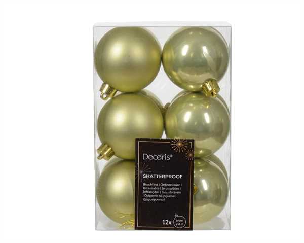 CONFEZIONE 12 PALLINE DI NATALE PLASTICA DIA6CM PISTACHIO