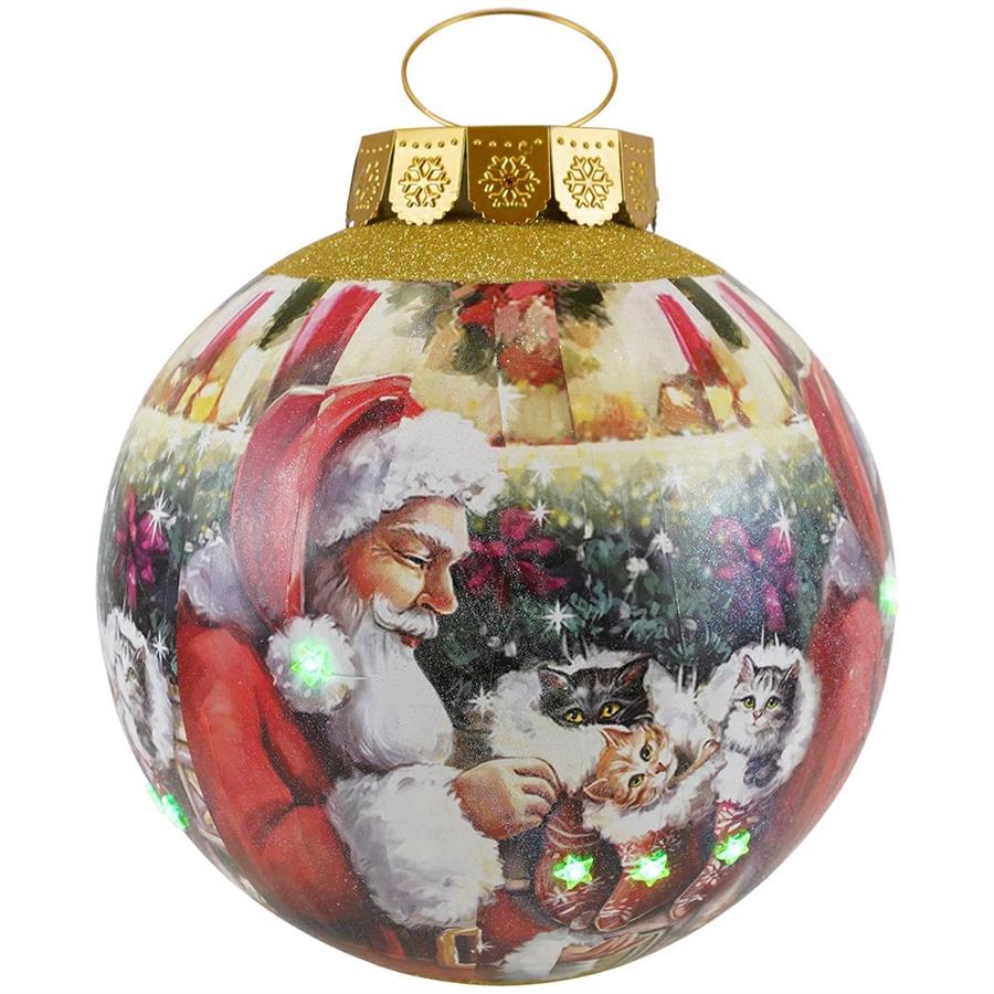 PALLA BABBO NATALE CM.40X40X40CM CON LED MULTICOLORE