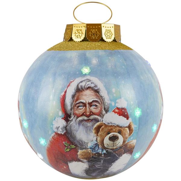 PALLA BABBO NATALE CM.40X40X40CM CON LED ROSSO/BLU