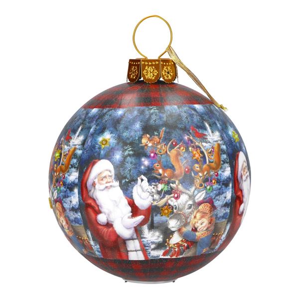 PALLA BABBO NATALE CM.30X30X37CM CON LED MULTICOLORE