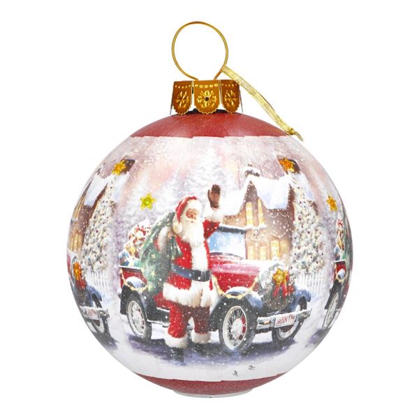 PALLA BABBO NATALE CM.30X30X37CM CON LED MULTICOLORE