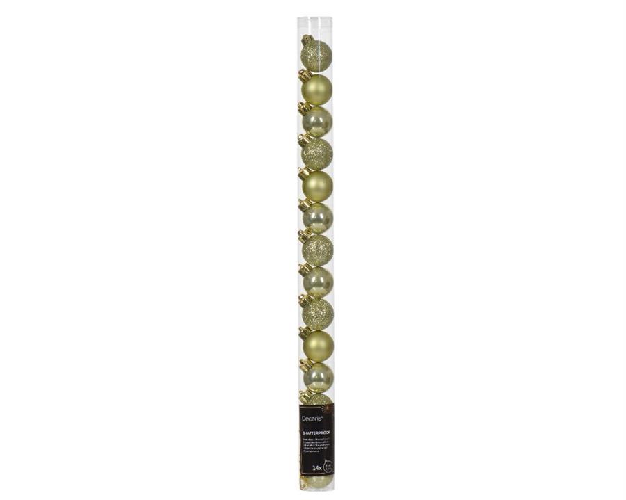 CONFEZIONE 14 PALLINE DI NATALE PLASTICA DIA3CM PISTACHIO