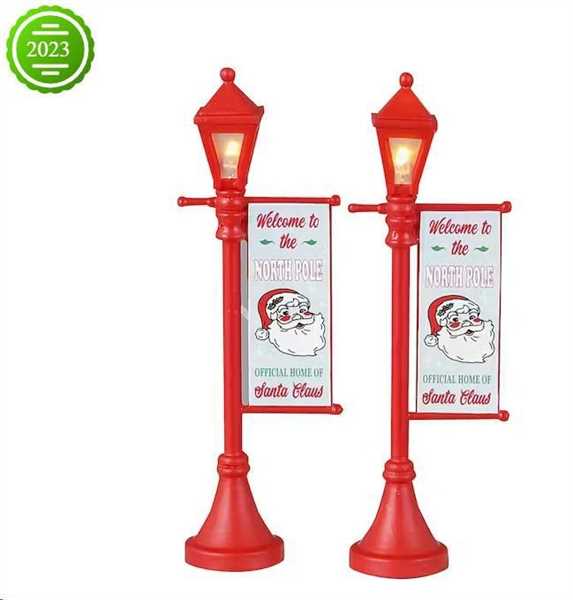 NORTH POLE LAMPPOST, SET OF 2, B/O (4.5V)