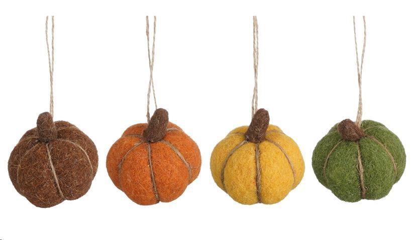 DECORATION ORNAMENT PUMPKIN TERRA GREEN ORANGE BROWN 4 ASSOR