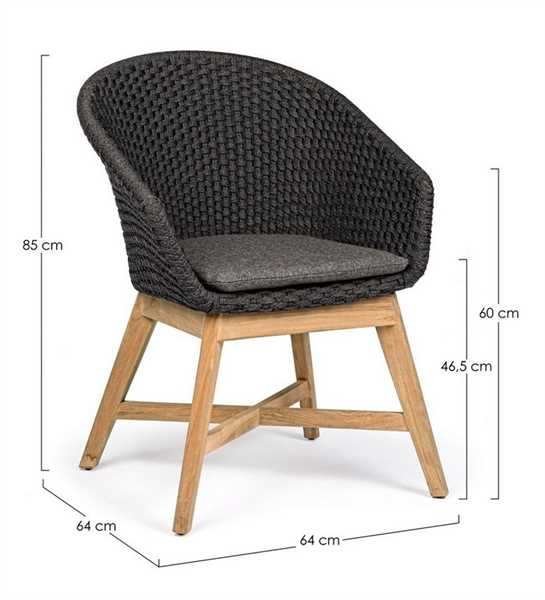 SEDIA CON BRACCIOLI OUTDOOR COACHELLA ANTRACITE CM.64X64XH85