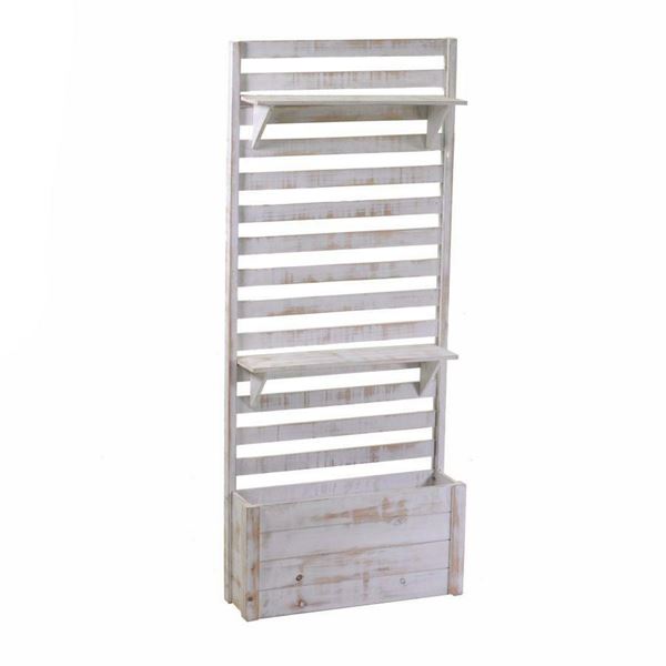 GRATA CON FIORIERA LEGNO SBIANC.CON PIANO CM50X14H119