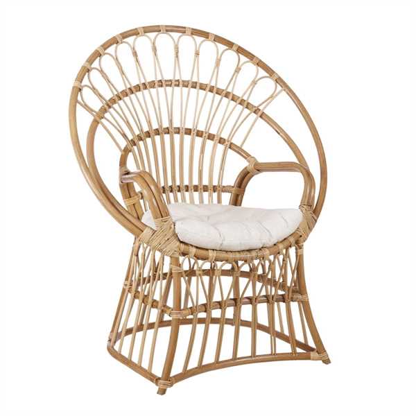 POLTRONA BLANCA CON CUSCINO NATURAL 91XW61XH113,5CM