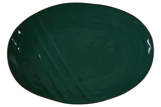 VASSOIO OVALE GRANDE MEDITERRANEO IN GRES VERDE CM.40,5X28