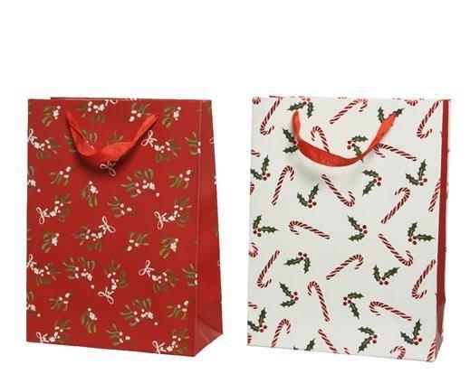 BUSTA REGALO NATALIZIA L12-W30-H42CM ROSSA/BIANCA - Christmas Packaging -  PiccoliHome