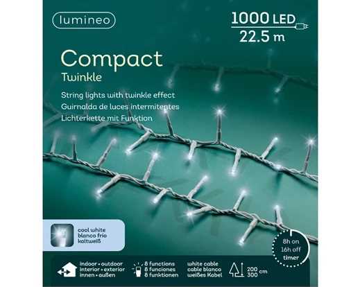 CATENA LUCE FREDDA 1000LED COMPACT22,5M FILO BIANC IP44 T+8F