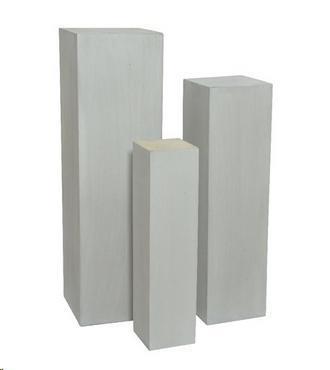 VASO QUADRATO ALTO IN FIBRA DI ARGILLA GRIGIO CM35X35XH120