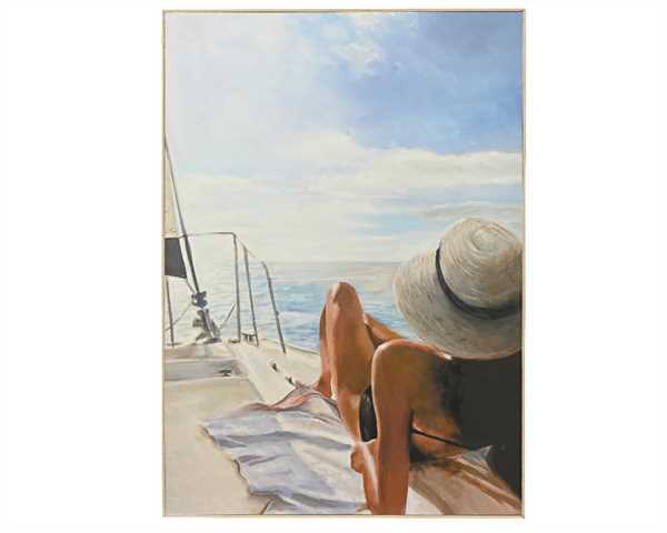 QUADRO DONNA SDRAIATA IN SPIAGGIA CM.70X51