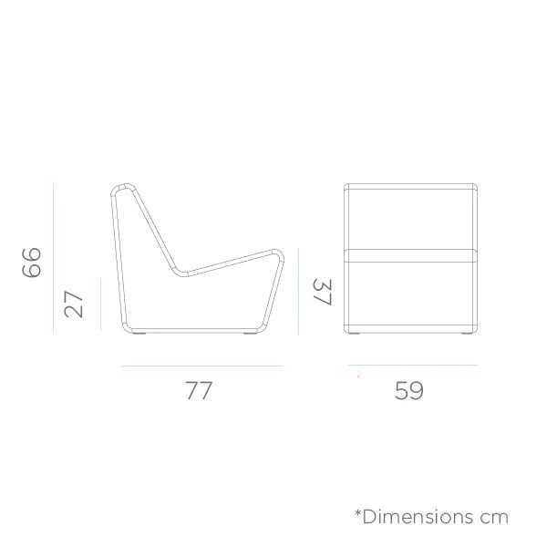 POLTRONA LUMINOSA SENZA BRACCIOLI TARIDA SOLAR+USB RGB+WHITE