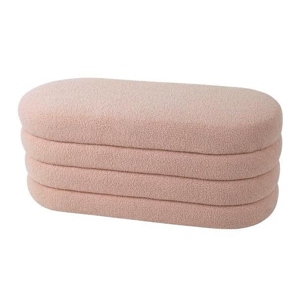 BENCH ALVA, LIGHT PINK, BOUCLE FABRIC, 110X47X45 CM