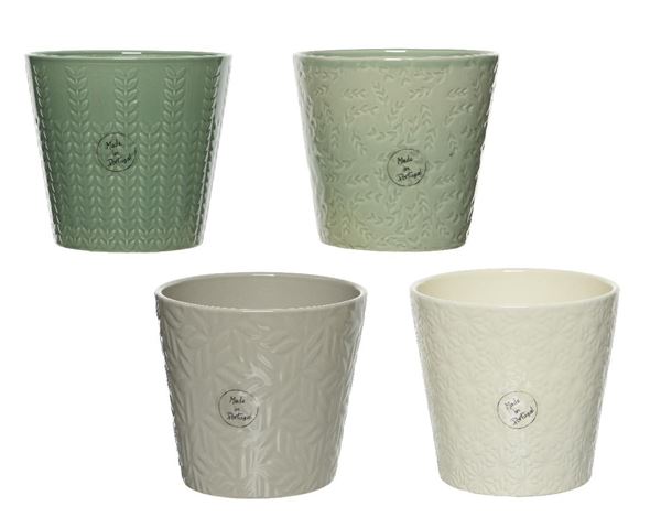 PORTA VASO IN GRES 4 COL. ASSORTITI Ø.CM.14X12H