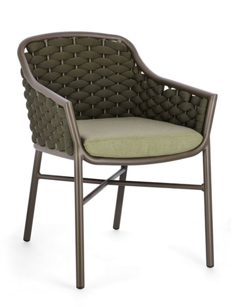 SEDIA CON BRACCIOLI E CUSCINO DA ESTERNO EVERLY CM.61X60XH82