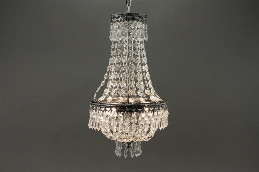 LAMPADARIO CRISTALLO ANTICATO 2 LUCI CM.27x50
