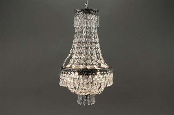 LAMPADARIO CRISTALLO ANTICATO 2 LUCI CM.27x50