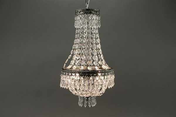 LAMPADARIO CRISTALLO ANTICATO 2 LUCI CM.27x50