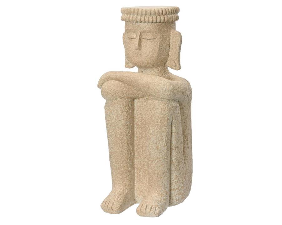 FIGURA SEDUTA IN POLIRESINA BIANCO SPORCO CM.11X22H.