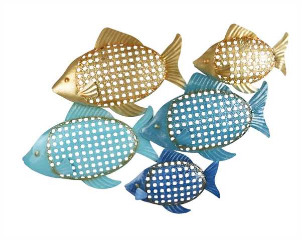DECORO PARETE PESCI FERRO CM.53X37