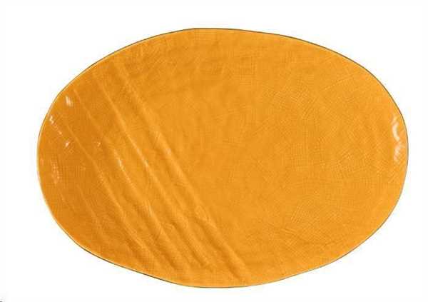 VASSOIO OVALE GRANDE MEDITERRANEO IN GRES GIALLO CM.40,5X28