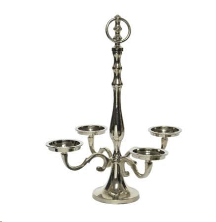 CANDLEHOLDER ALUMINIUM D34-L41-W13-H15CM SILVER