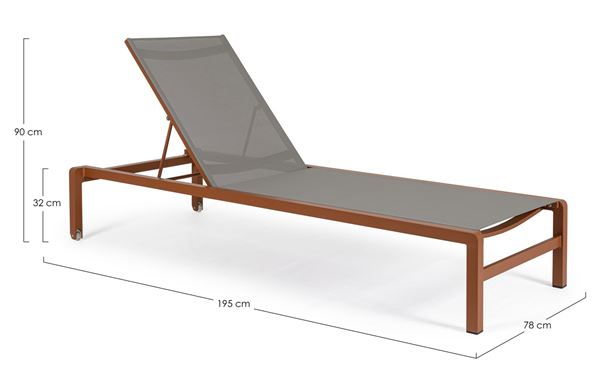 LETTINO DA ESTERNO CON RUOTE KONNOR TERRACOTT CM195X78X32/90