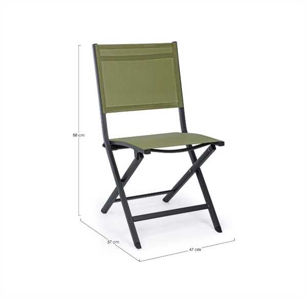 SEDIA PIEGHEVOLE ELIN ANTRACITE E VERDE 47x57x88cm