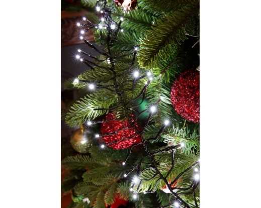 GHIRLANDA 3000 LED BIANCO CALDO 28MT FILO NERO TIMER+8F