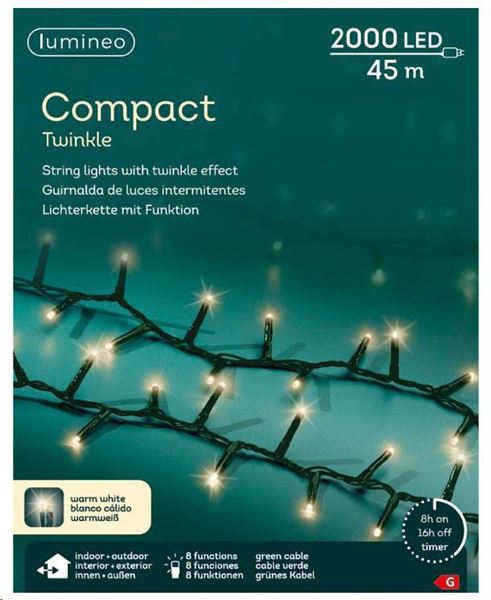 CATENA LUCE CALDA 2000LED MT.45 FILO VERDE IP44 8FUNZ.