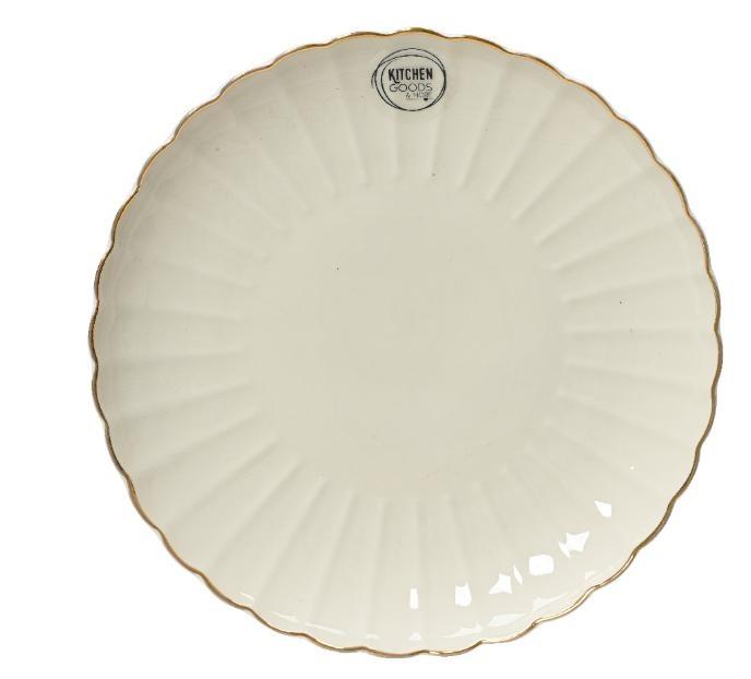 PIATTO PIANO PORCELLANA BIANCO E ORO CM.D26,6X3,3H