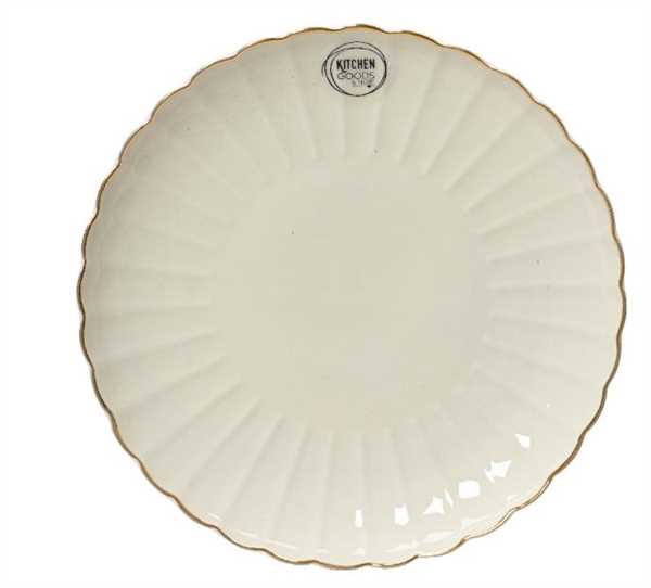 PIATTO PIANO PORCELLANA BIANCO E ORO CM.D26,6X3,3H